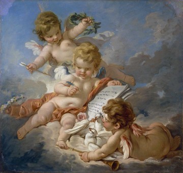 Cupidos Alegoría de la poesía Francois Boucher Pinturas al óleo